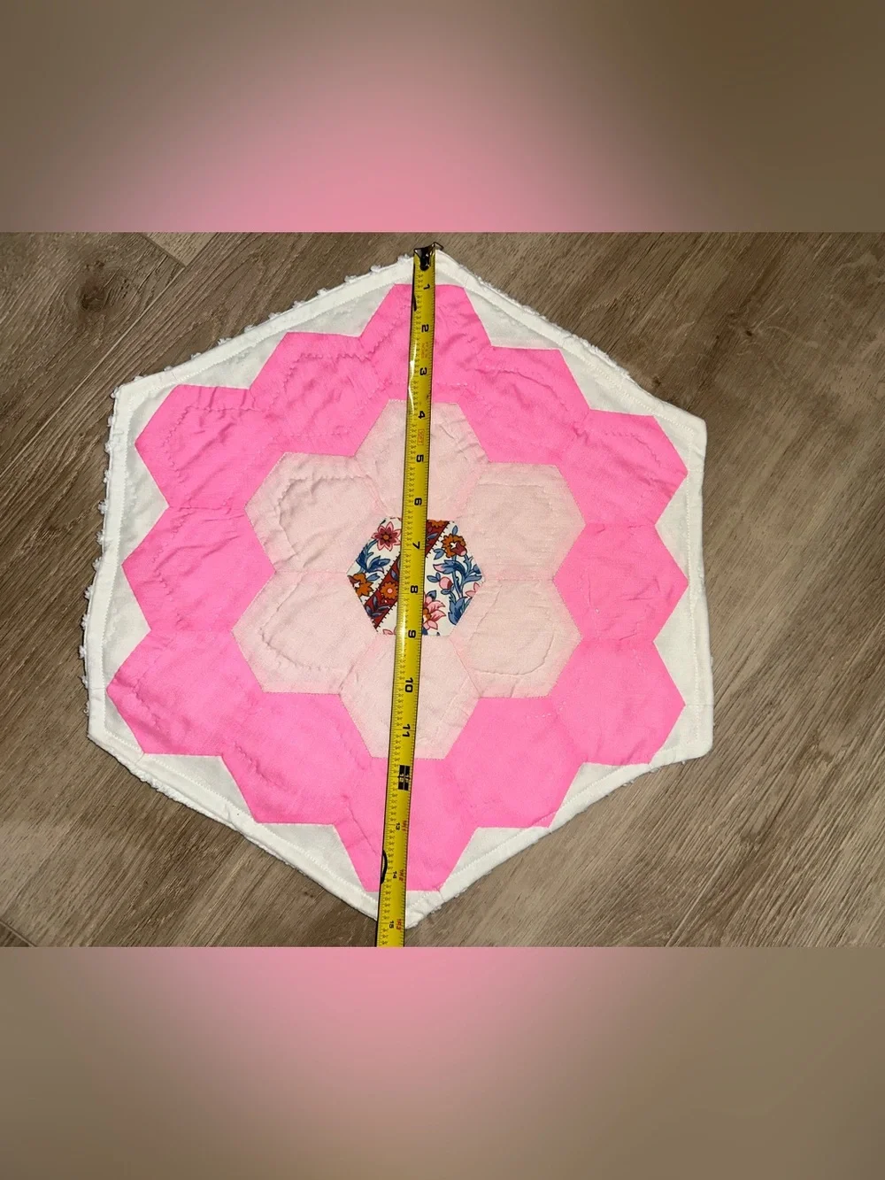 Pink Hexagon Floral Quilt placemats - Set of 4